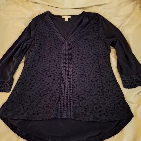 DB Established 1962 Women's Dark Blue Lace Embellished 3/4 Sleeve Tunic - Picture 3 of 6